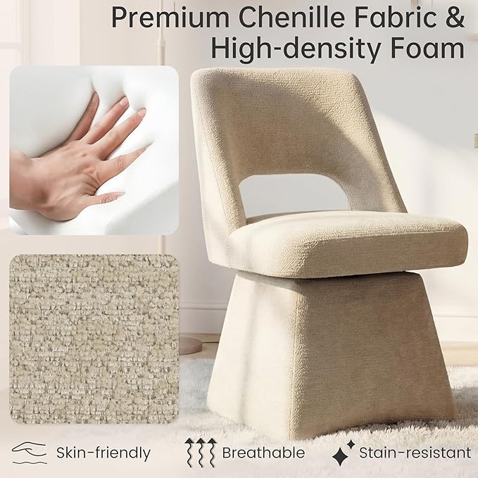 VKNOW Upholstered Swivel Dining Chairs Set of 2, Modern Dining Room Chairs wi...