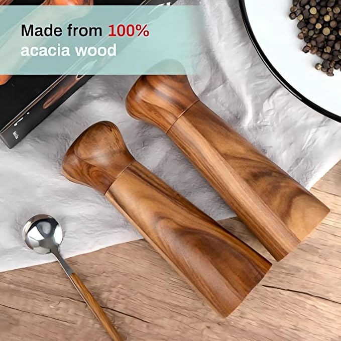 Wooden Salt and Pepper Grinder Set, Pepper Grinder Pepper Mill - Image 7
