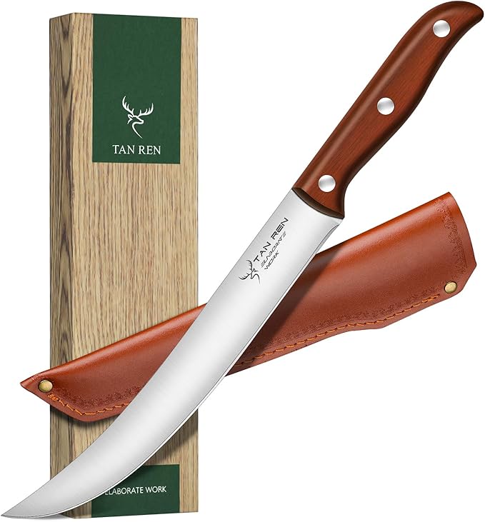 TAN REN Butcher Breaking Knife 8 Inch, Stainless Steel by TANRENSincerelyBuildKnives