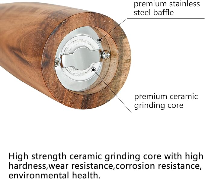 Wooden Salt and Pepper Grinder Set, Manual Salt and Pepper Mill, Acacia wood - Image 4