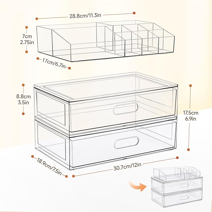 Clear Stackable Makeup Organizer - Image 3