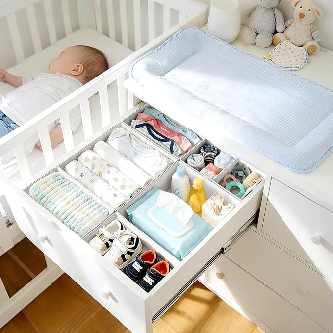 DIMJ Drawer Organizer Clothes- 26 Pack Baby Dresser Organizer - Image 3