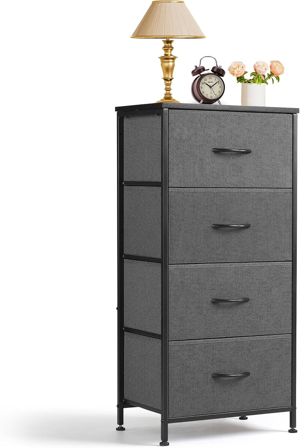 4 Drawers Dresser for Bedroom Fabric Storage Tower with Wooden Top