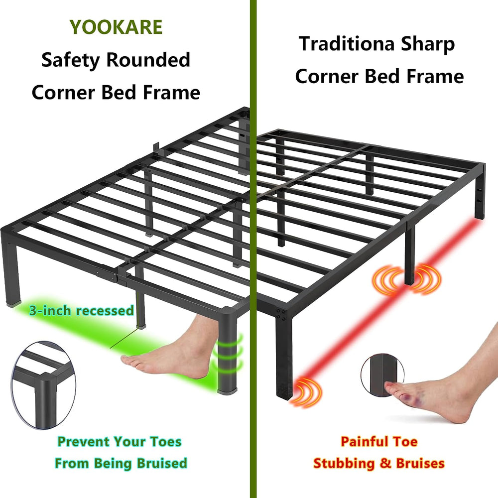 yookare 14 Inch Full Platform Bed Frame - 3500 lbs Heavy Duty Metal Mattress ...