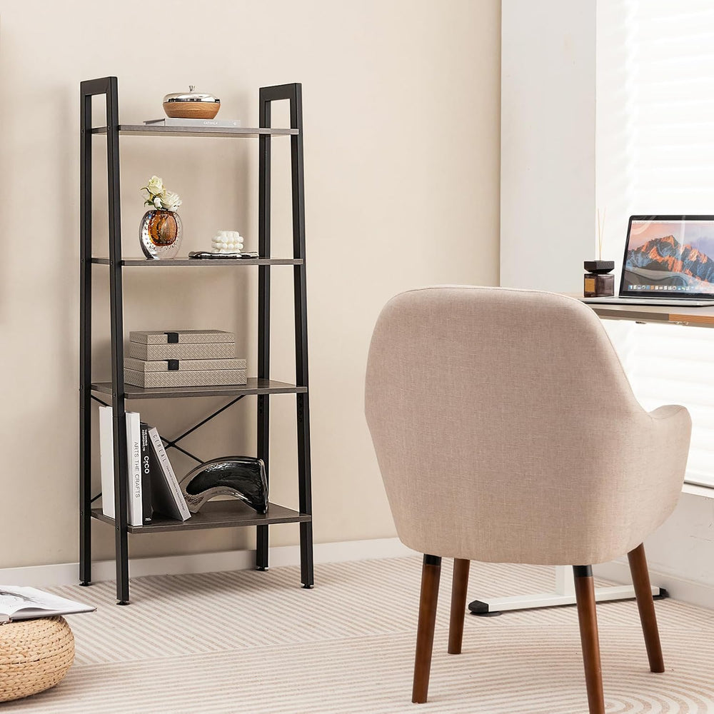 Giantex Ladder Shelf 4-Tier Industrial Bookshelf Storage Rack Shelves for Hom...
