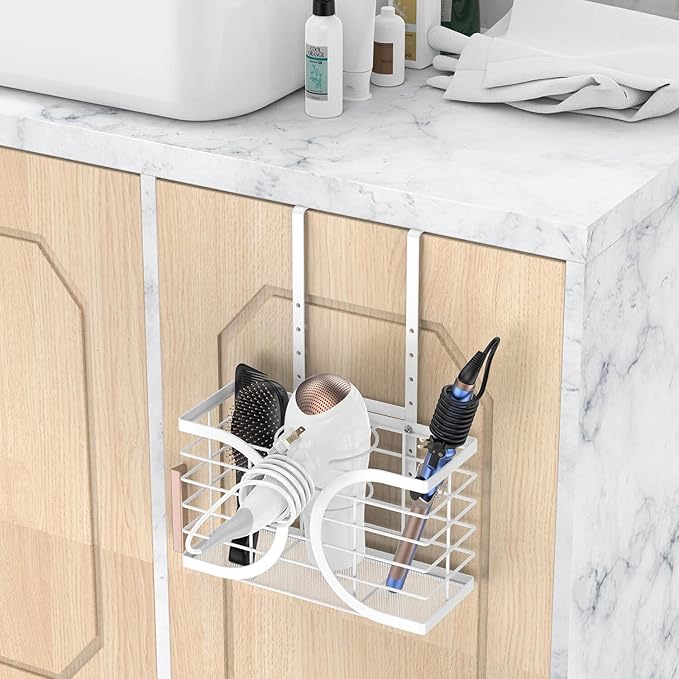 Hair Dryer Holder 3in1 Hair Tool Organizer/Wall Mounted, Cabinet Door or - Image 6