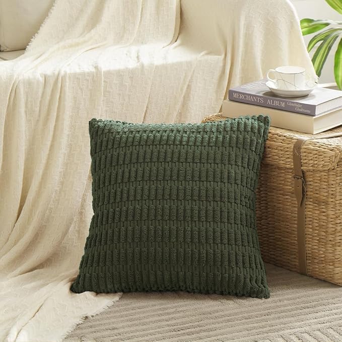 Fancy Homi 4 Packs Boho Olive Green Decorative Throw Pillow Covers 22x22 Inch - Image 2