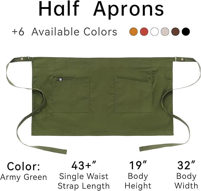 Unisex Waist Apron Half Bistro Apron Server Aprons - Image 6