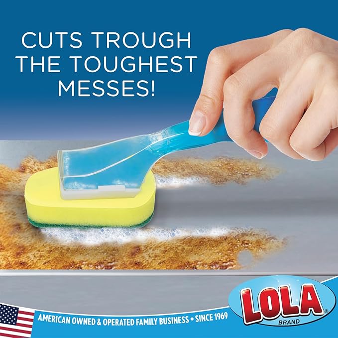 LOLA Dish Brush w/Soap Dispenser Wand, 12 Brushes w/Heads & 72 Refills - Image 3