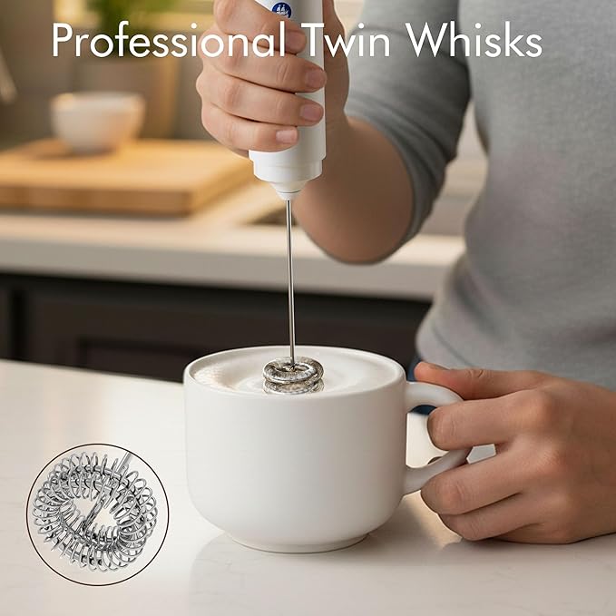 Rechargeable Milk Frother Handheld, 2-IN-1 Dual Spring Whisk Electric Frother - Image 3