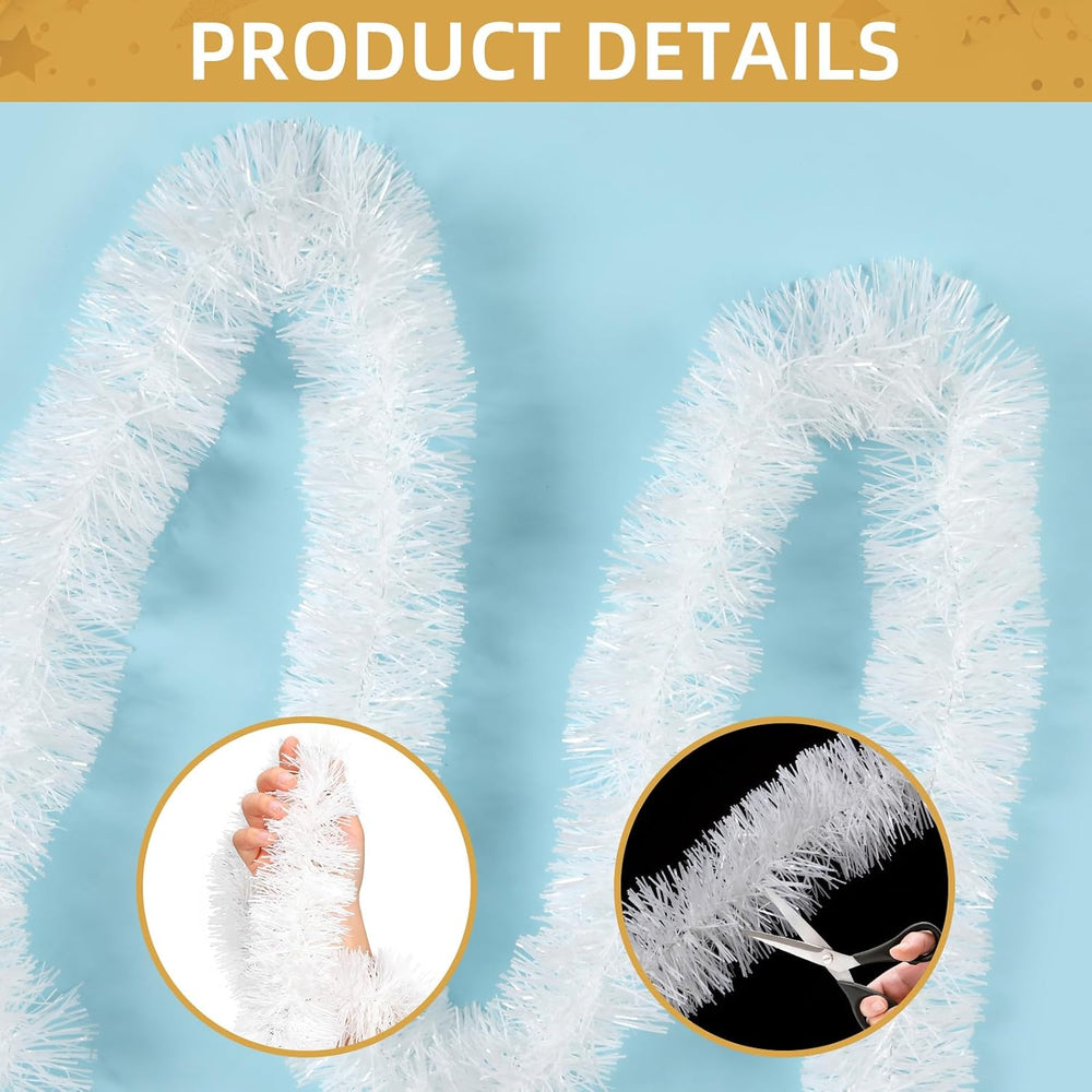 150 FT White Tinsel Garland Christmas Holiday Tinsel Garland Halloween New Ye...