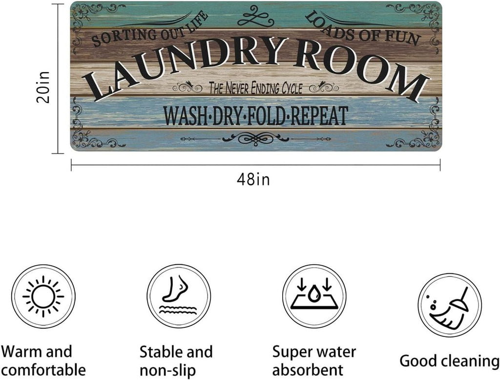 Non Slip Laundry Room Rug - Farmhouse Kitchen Floor Mat -Laundry Room Rug- Runner Decor -Washable Floor Carpet for Washroom Mudroom Kitchen Bathroom Hallway-20 x48