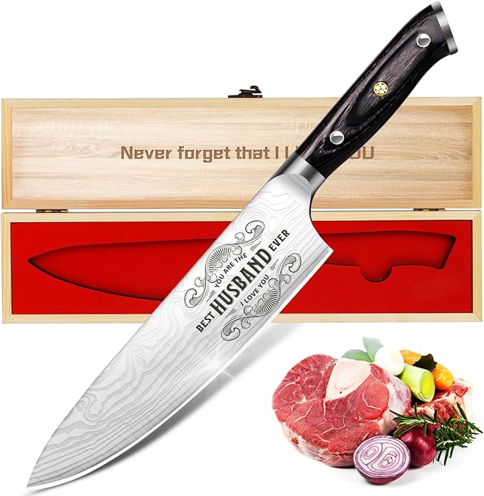 Funistree Gifts for Men Him Husband, 8 inch Professional German 1.4116 Chef
