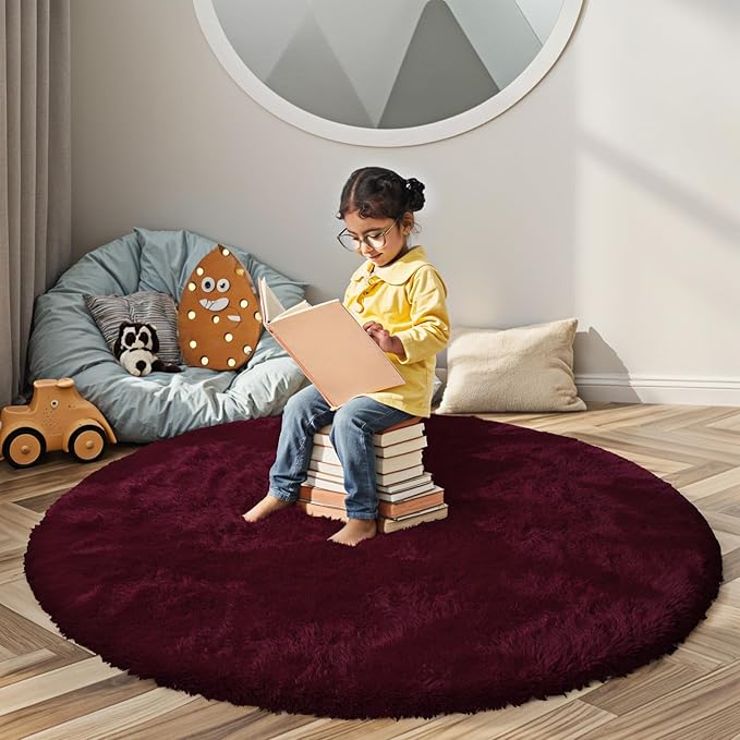 Super Soft Circle Rugs for Girls Princess Castle Toddlers Play Tent 5 Diameter by Junhejiamei