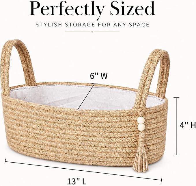 ABenkle Small Storage Basket, Jute Rope Woven Toilet Paper Tray Organizer - Image 7