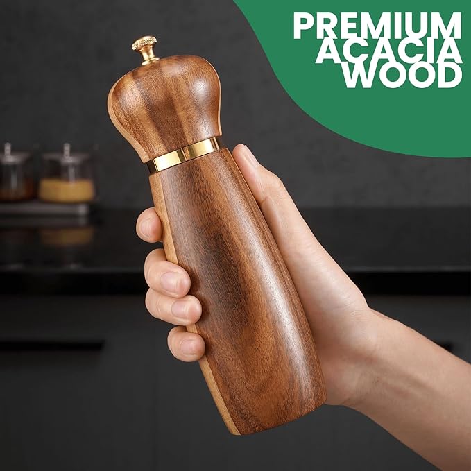 Acacia Wood Salt and Pepper Grinder Set - Image 2