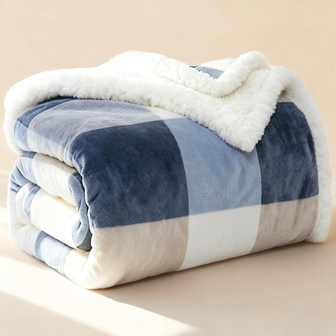 PU MEI Sherpa Fleece Throw Blanket 80" x 90" Full/Queen Reversible Plush Fluffy - Image 3
