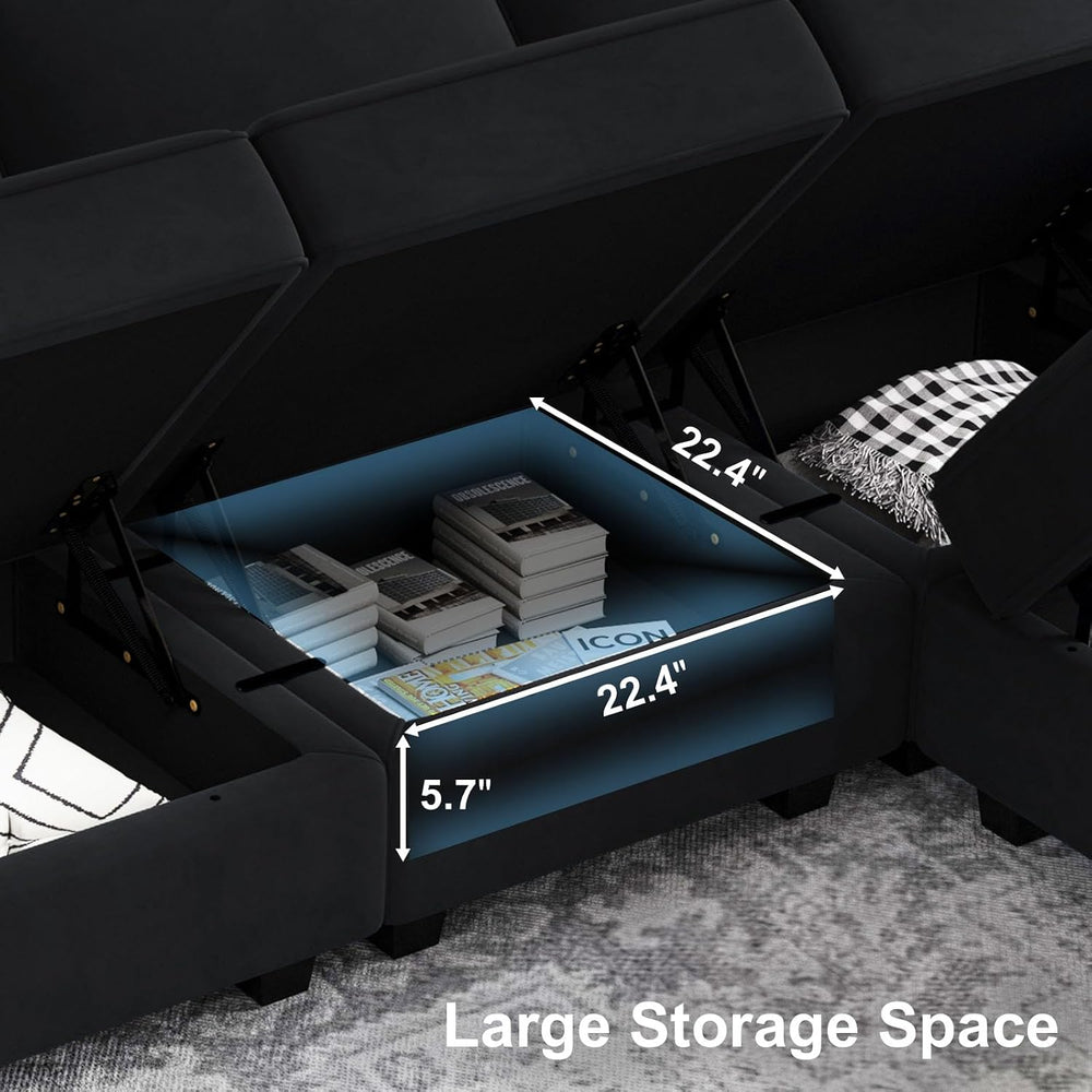 Belffin Modular Sectional Arm Accent Chair with Storage Seat Velvet Armchair ...