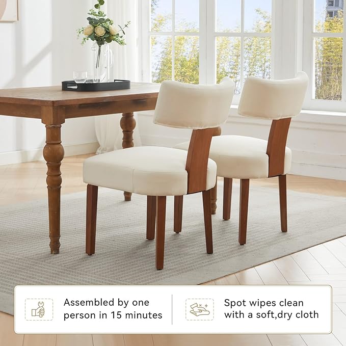 Dining Chairs Set of 6, Upholstered Fabric Kitchen Chairs with Solid Wood Leg...