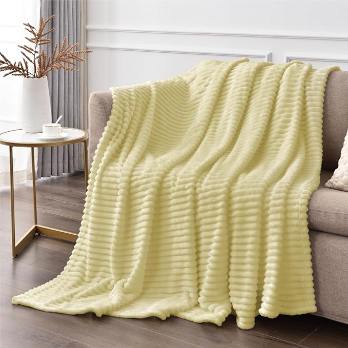 BEDELITE Fleece Throw Blanket for Couch – 3D Ribbed Jacquard Soft and Warm - Image 4