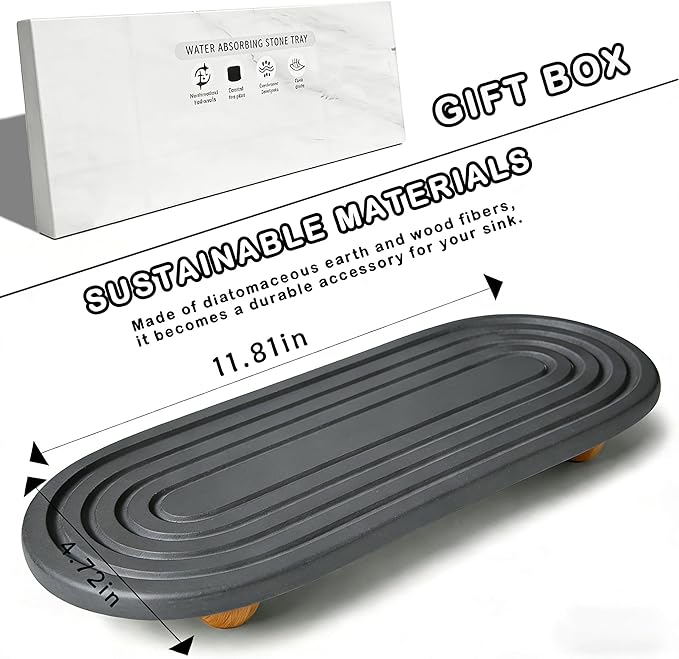 Instant Dry Sink Tray, Anti-Slip Stone Sink Caddy, Durable Kitchen Sink - Image 3