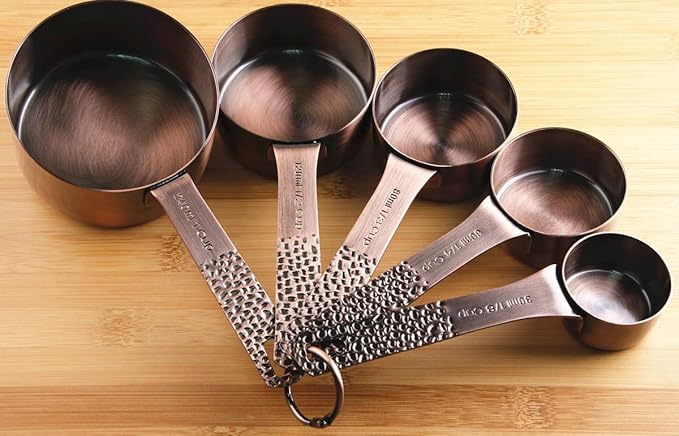 Copper Measuring Cups and Spoons Set, Metric & US Stainless Steel 5 Measuring - Image 7