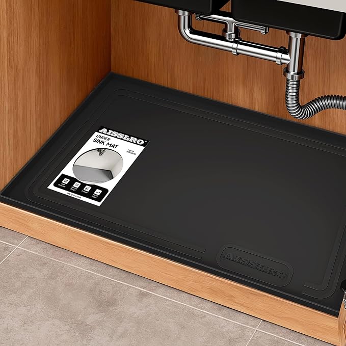 Aisslro Under Sink Mat 28" X 19", Waterproof Silicone Under Sink Mats by AisslroDirect