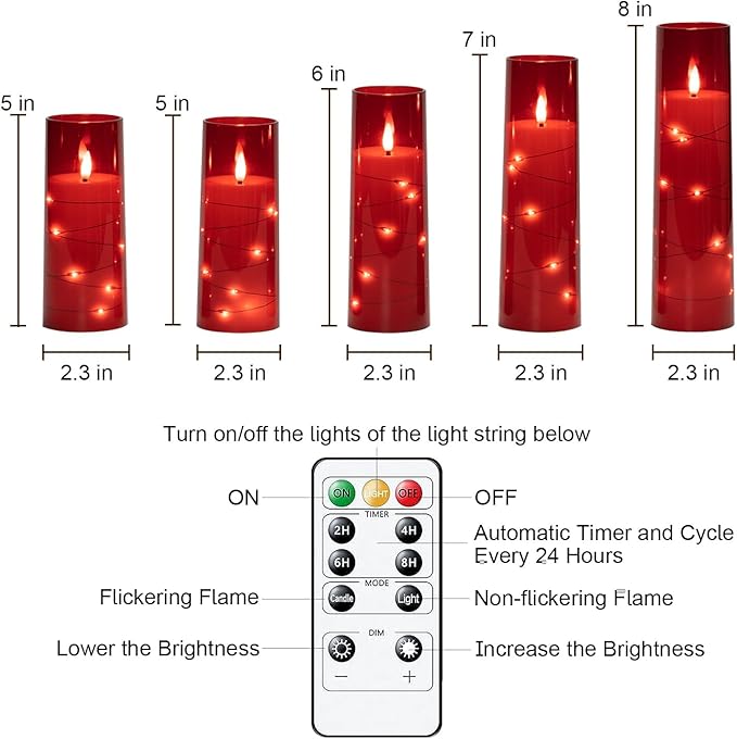 Raycare Flameless Candle with Remote Timer – 5 Flickering Acrylic Battery Ope...