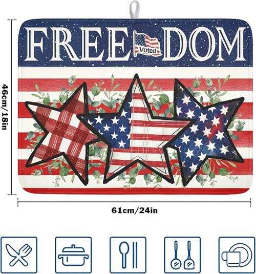 4th of July Dish Drying Mat 24x18 Inch, Patriotic Drying Mat - Image 2