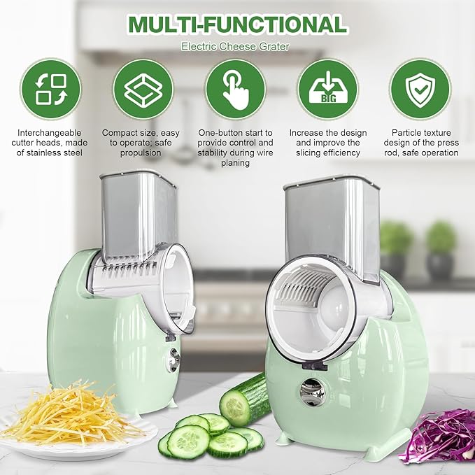 Electric Cheese Grater for Block Cheese - 3 in 1 Rotary Cheese Grater Electric - Image 7