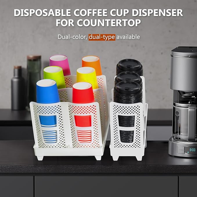 6-Slot Paper Cup and Lid Holder, Disposable Coffee Cup Dispenser, Upright Paper - Image 6