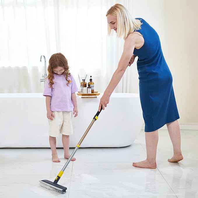 Yocada Floor Scrub Brush Telescopic Handle 2 in 1 Scrape Brush Stiff Bristle - Image 8