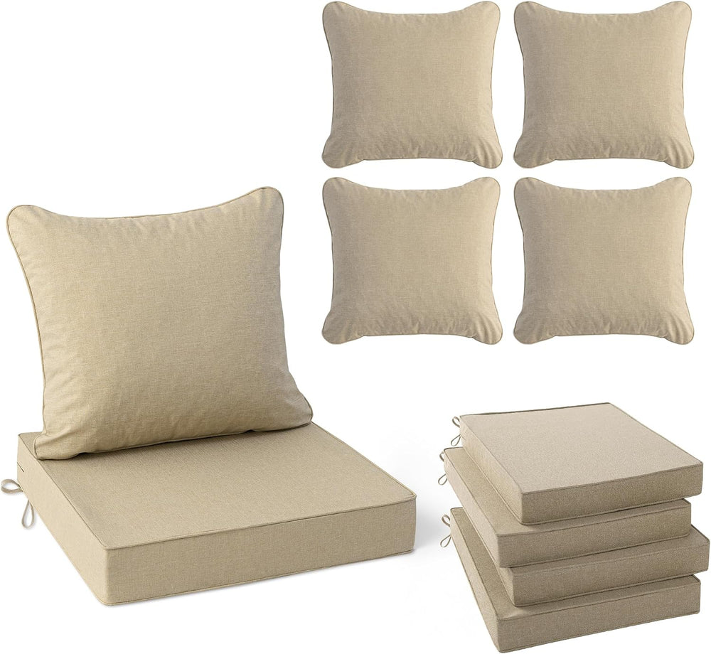 Summsun Outdoor Chair Cushions Set of 4, Faux Linen Patio Furniture Cushions,...