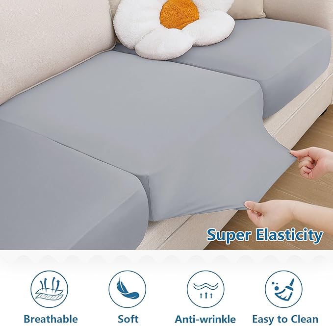 hyha Milk Silk Couch Cushion Covers, Soft Magic Sofa Covers Washable - Image 5