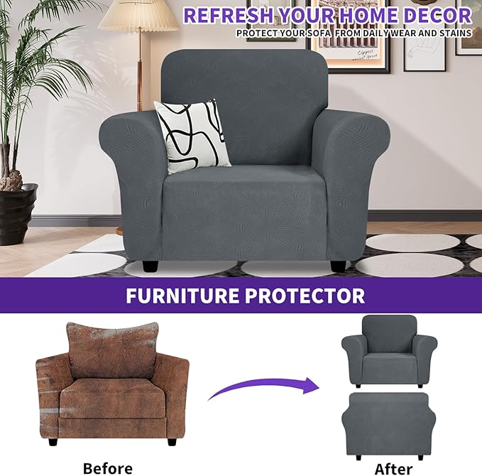 ZNSAYOTX Super Stretch Chair Slipcover, New Striped Sofa Chair Covers - Image 2