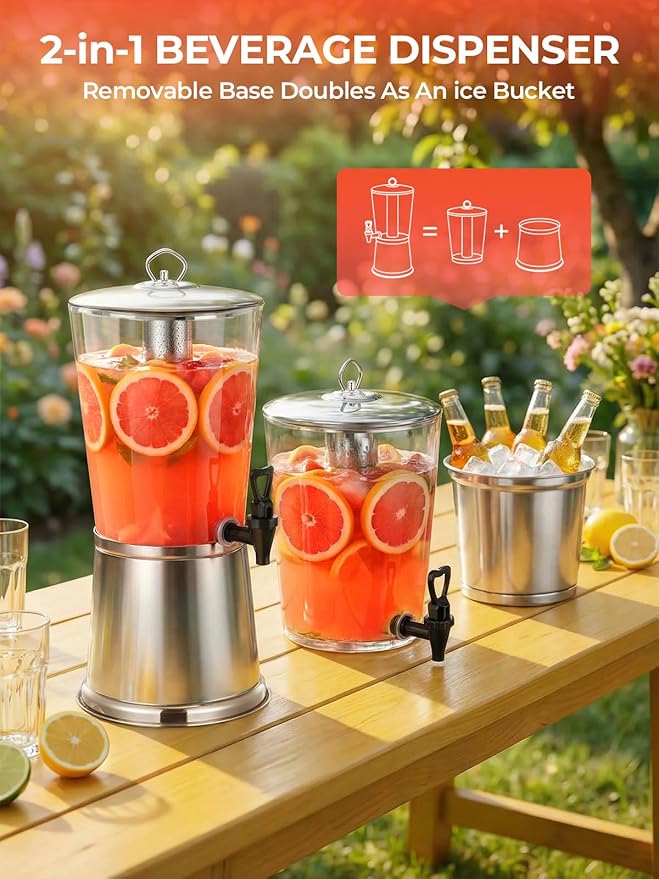 Beverage Dispenser With Stand, Stainless Steel Drink Dispenser - Image 4