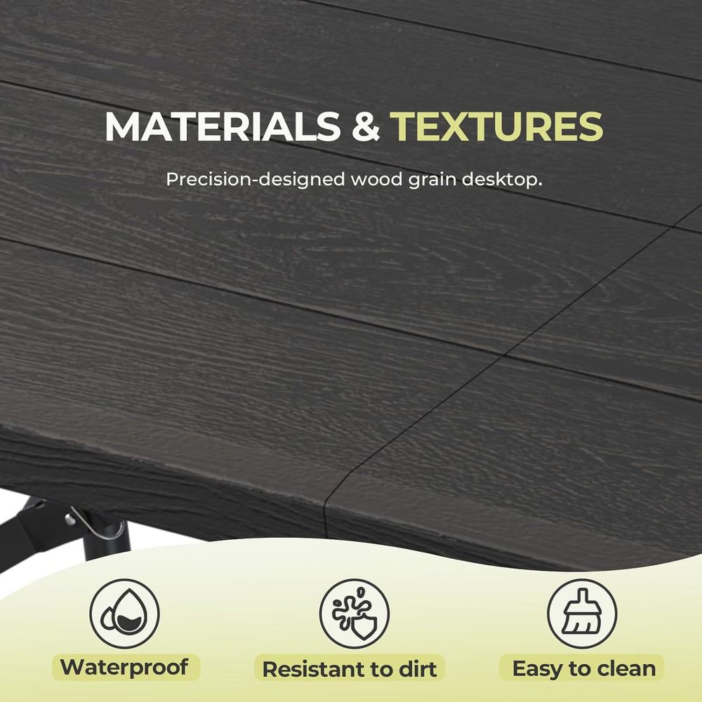 4Ft Folding Table Portable Folding Tables Heavy Duty 400 lbs Capacity, Wood G...