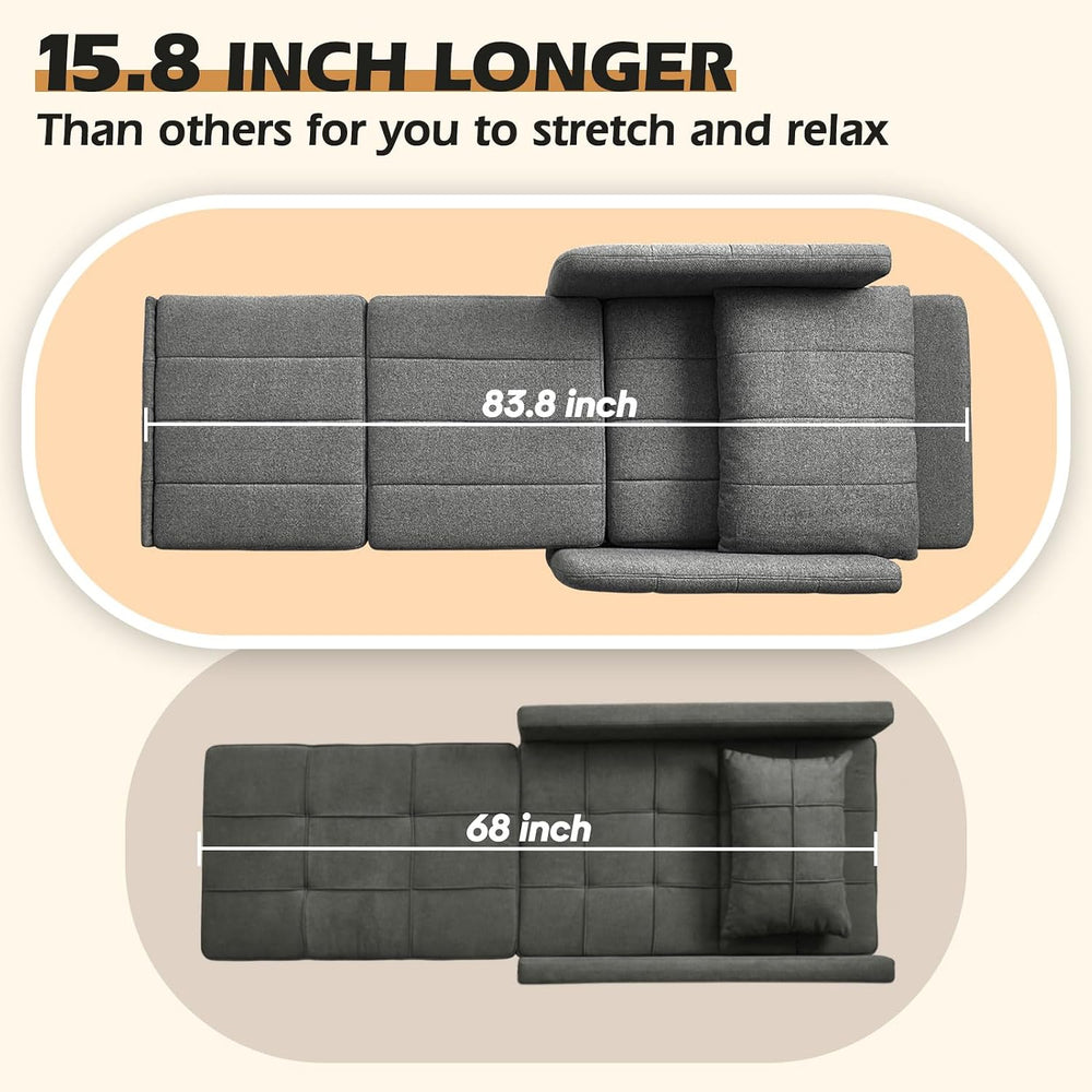 Sleeper Chair 84" Extra Long Convertible Chair Bed Upgraded 3-in-1 to 4-...