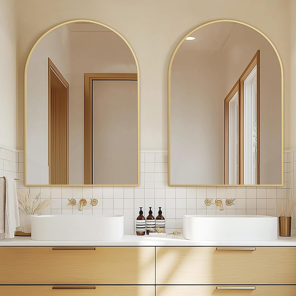 Arched Bathroom Mirror for Wall, 36" x 24" Metal Frame Vanity Mirro...