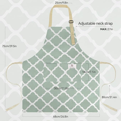 2 Pieces Aprons for Women with Pockets, Cotton Linen Waterproof Kitchen Cooking - Image 2