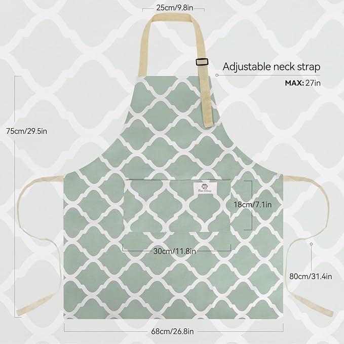 2 Pieces Aprons for Women with Pockets, Cotton Linen Waterproof Kitchen Cooking - Image 2