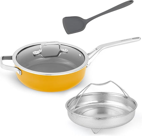 10-Inch Ceramic Non-Stick Cookware Set, 8-in-1 Multifunctional Cookware by Unknown