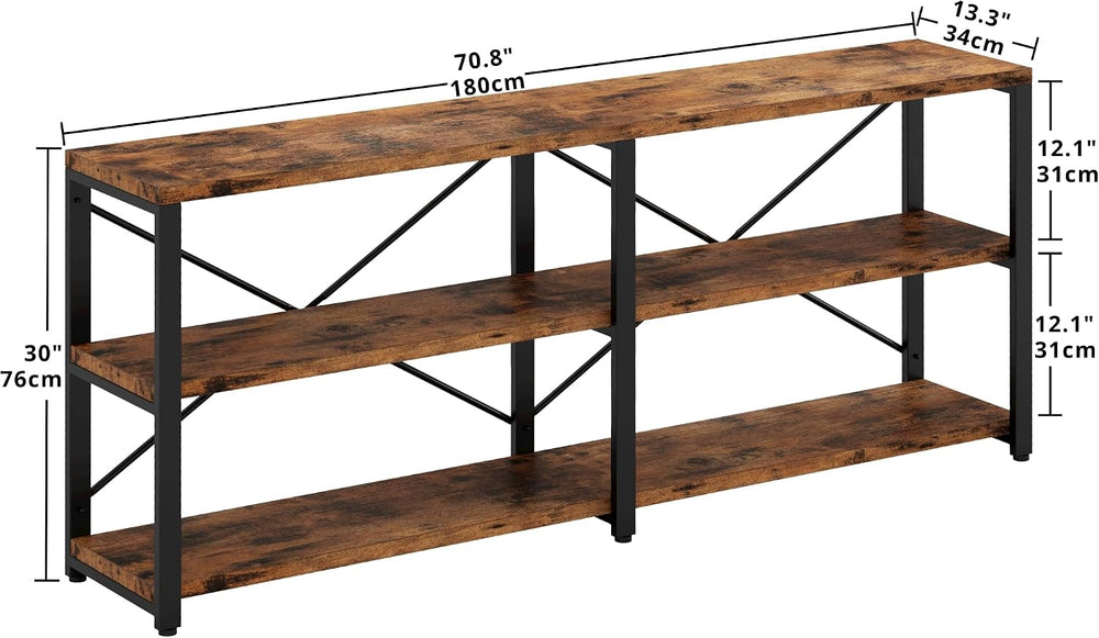IRONCK Console Table, 3-Tier 70.8 in Entryway Table, Vintage Brown