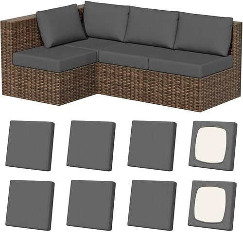 8Pcs Stretch Patio Cushion Covers, Outdoor Couch & Sofa Replacement Slipcovers by VORSHAPE