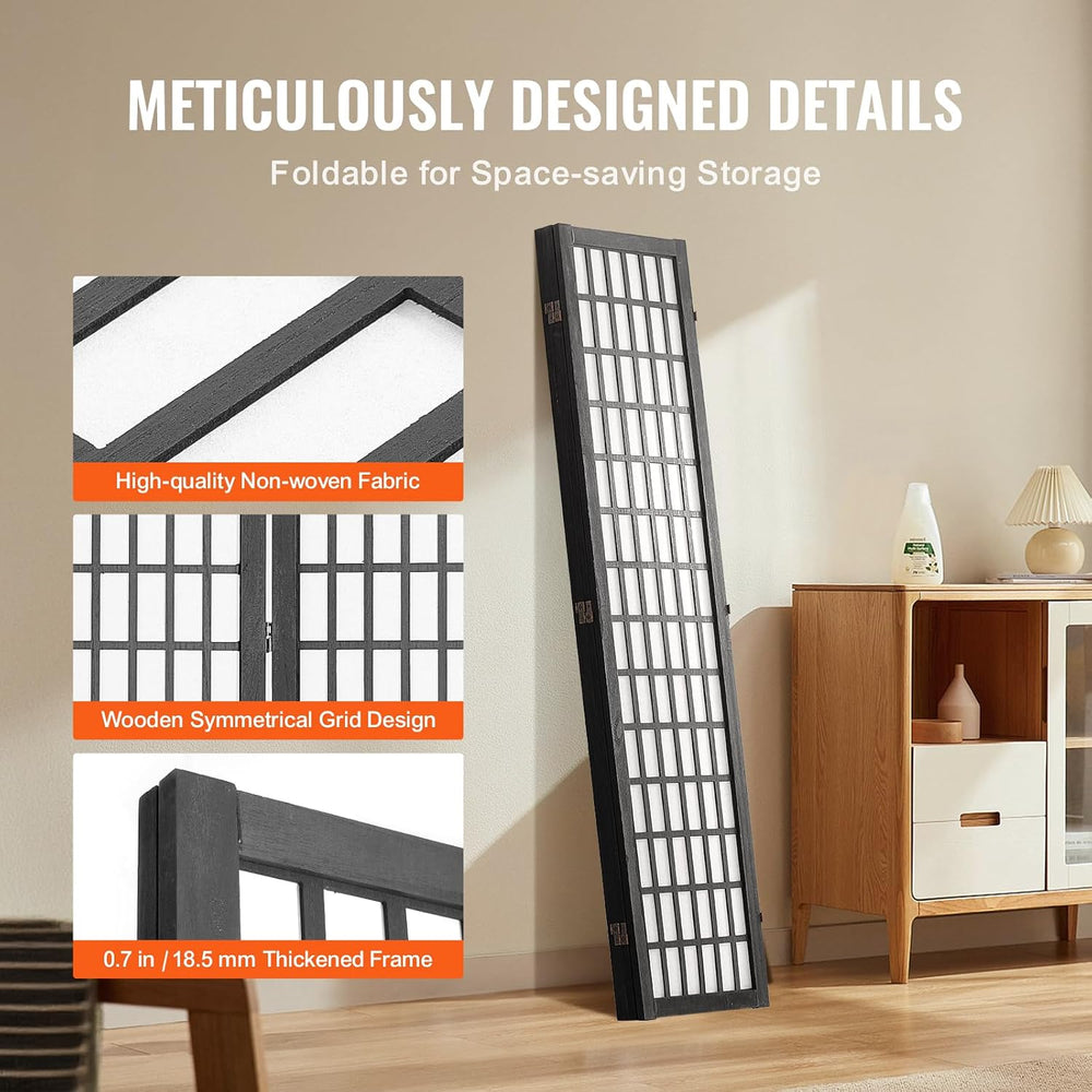 VEVOR Room Divider, 4 Panel Japanese Room Divider, Folding Privacy Screen