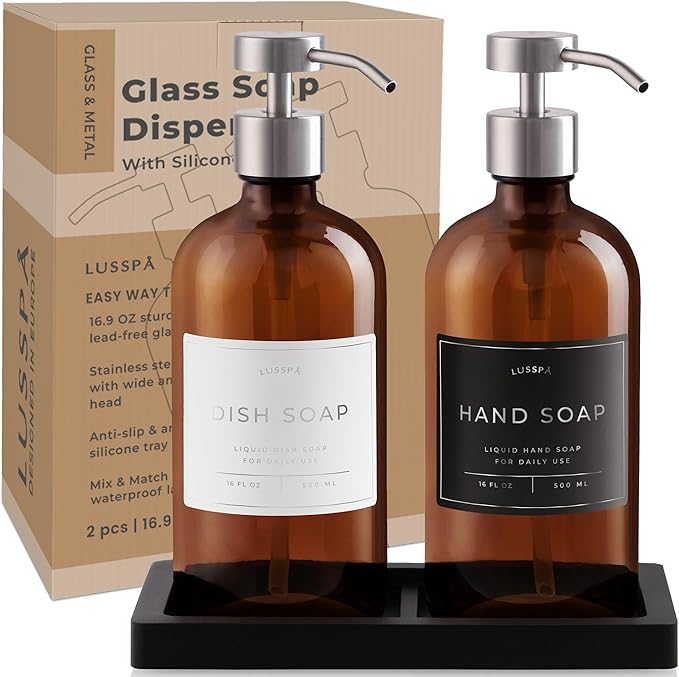 Glass Soap Dispenser Set of 2