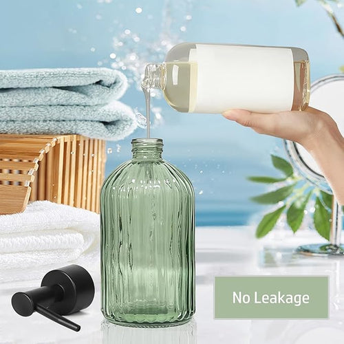 14 Oz Black Pump Glass Soap Dispenser, - Image 2