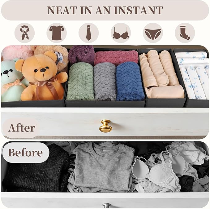 Drawer Organizer Clothes, 16 Pack Dresser Organizer Bins, Foldable Closet - Image 3
