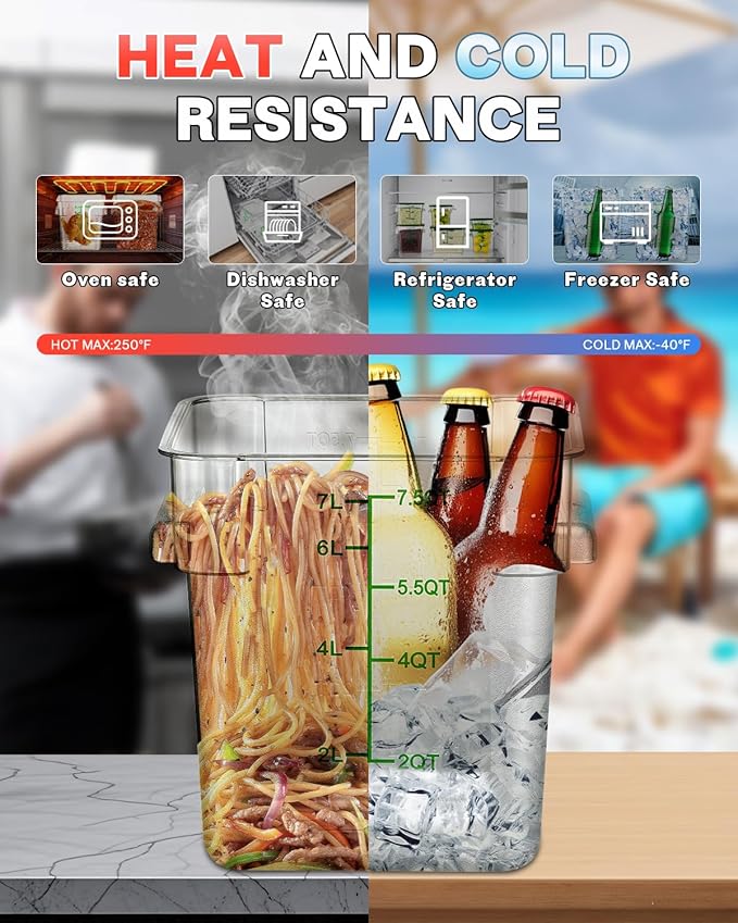 4L NSF Food Storage Containers: 4 PCS Commercial Clear Food Storage Containers - Image 2