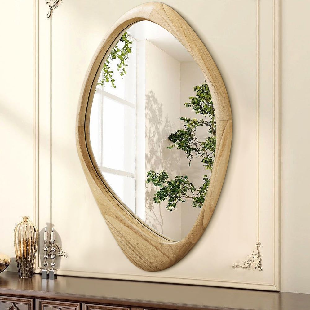 AAZZKANG Irregular Large Wall Mirror Wooden Asymmetrical Hanging Mirrors